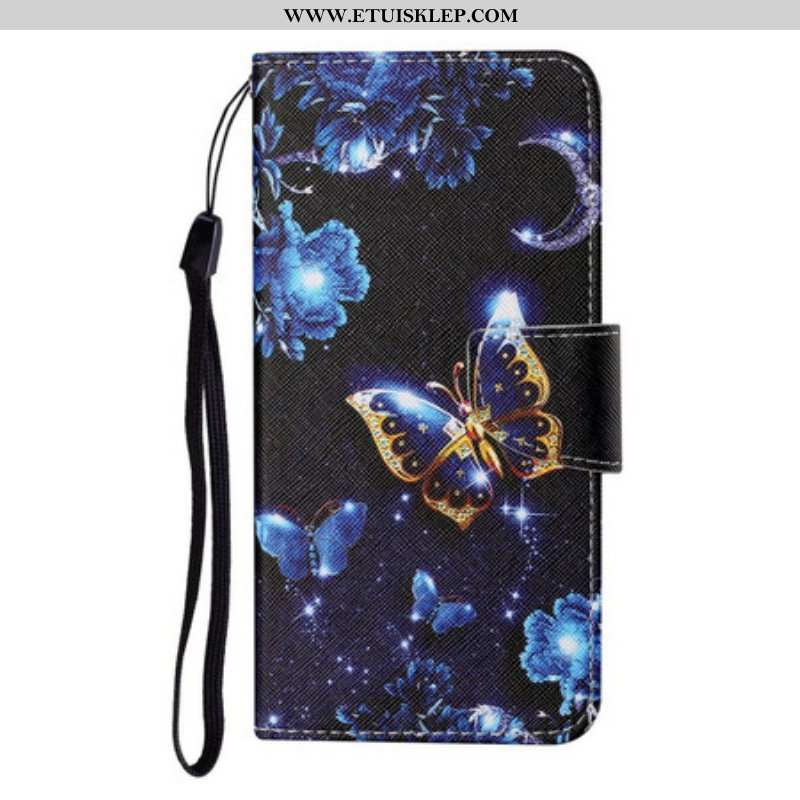 Etui Folio do Samsung Galaxy S21 FE z Łańcuch Cenne Stringi Motyle